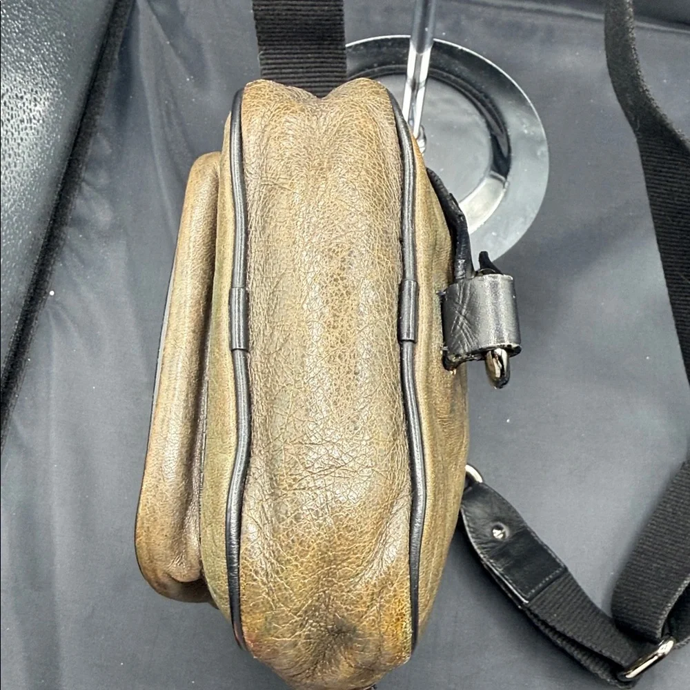 Chloe vintage distressed olive green & black Leather Crossbody Bag
